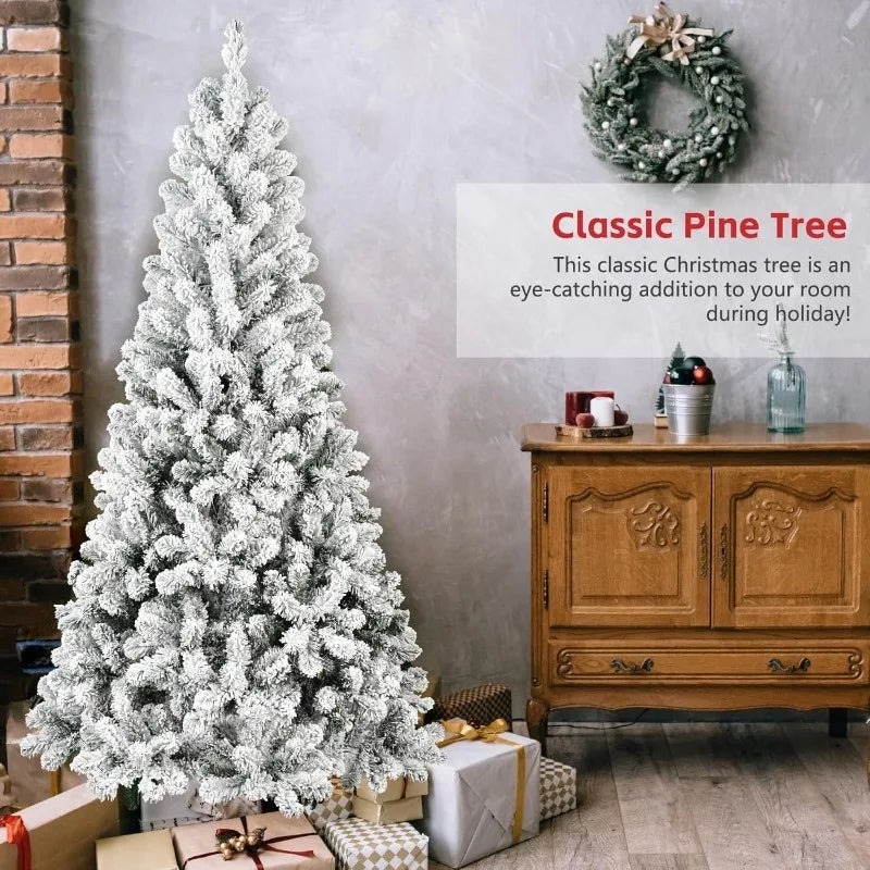 Artificial White Flocked Christmas Tree Snow Pine Decoration Tree for Holiday Party Mall Window Display and Home Winter Decor Vue