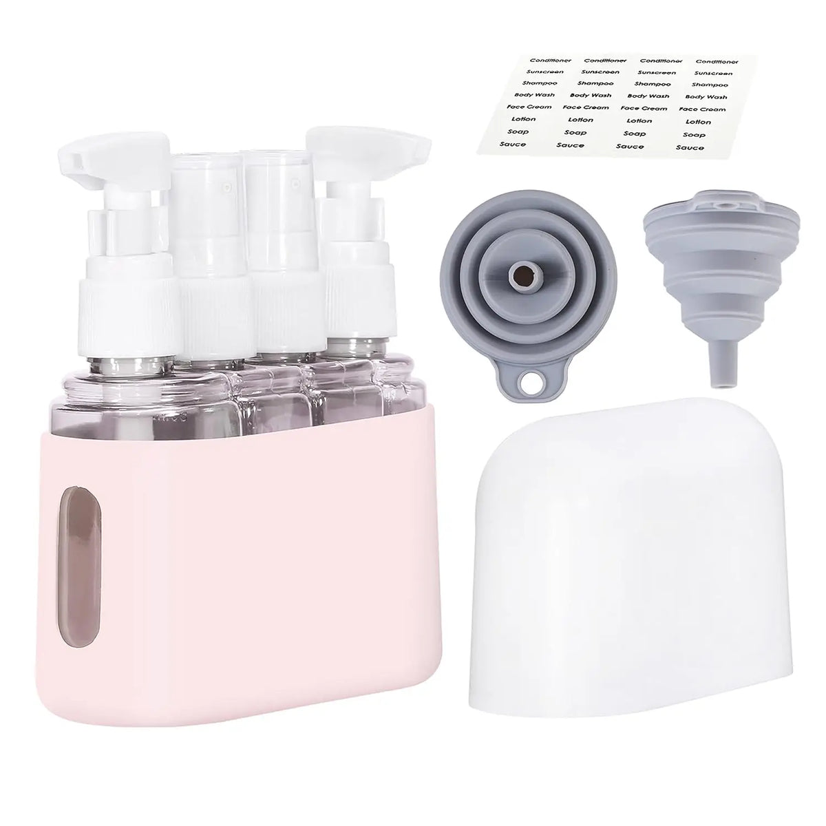 Leak-Proof Silicone Travel Bottle Set TSA Approved Toiletry Containers for Shampoo/Conditioner/Lotion - Gym & Camping Organizer Vue