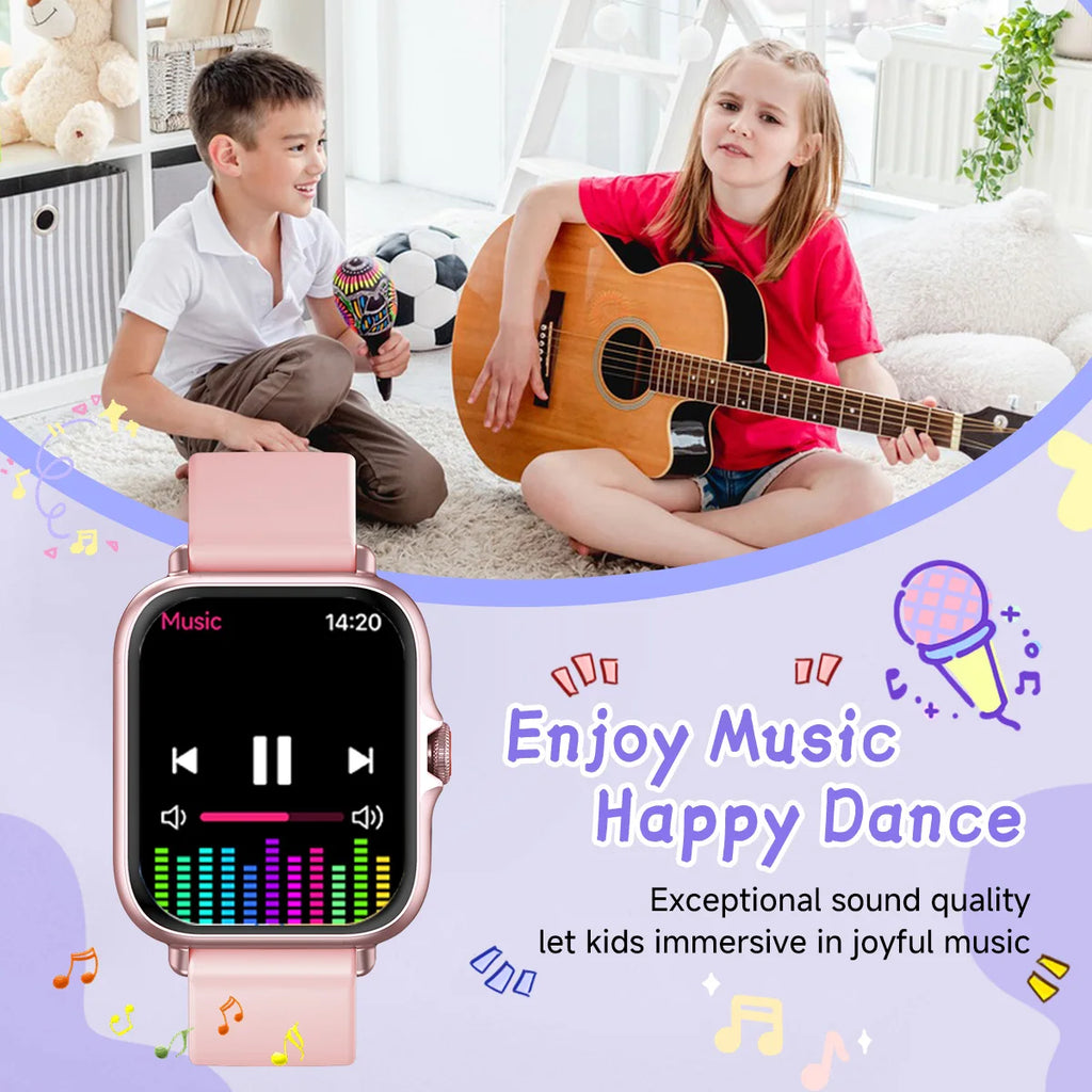 Kids Smart Watch Multifunctional Waterproof SOS Camera HD Call Voice Chat Games LED Flashlight Weather Alarm Smartwatch 2026 Vue