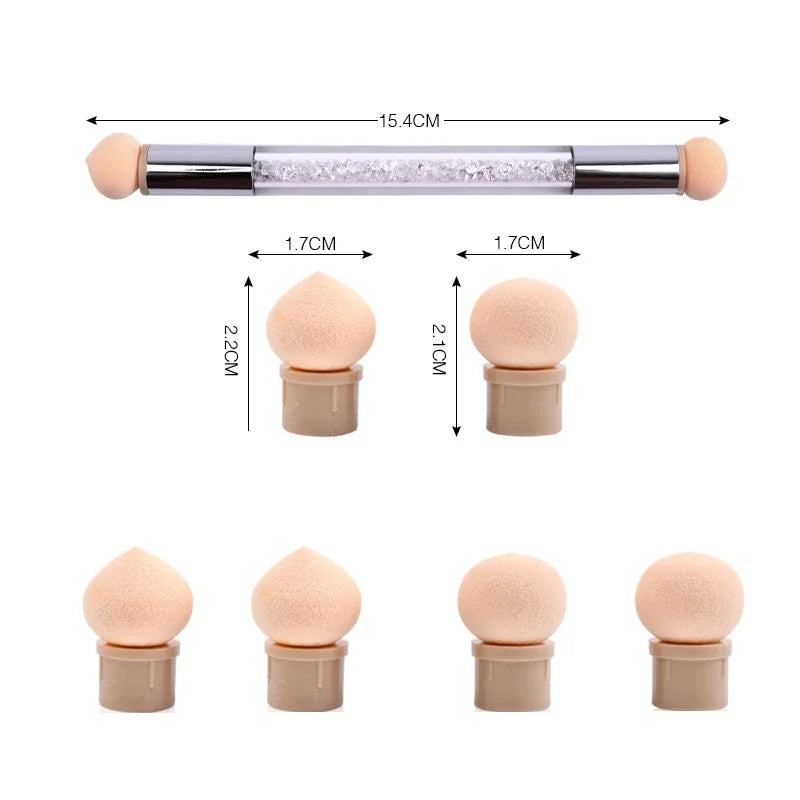 Heads Replacement Gradient Brush Sponge Tools Gel Polish Nails Art Dotting Pen For ManicureColor Glitter Powder Accessories Vue