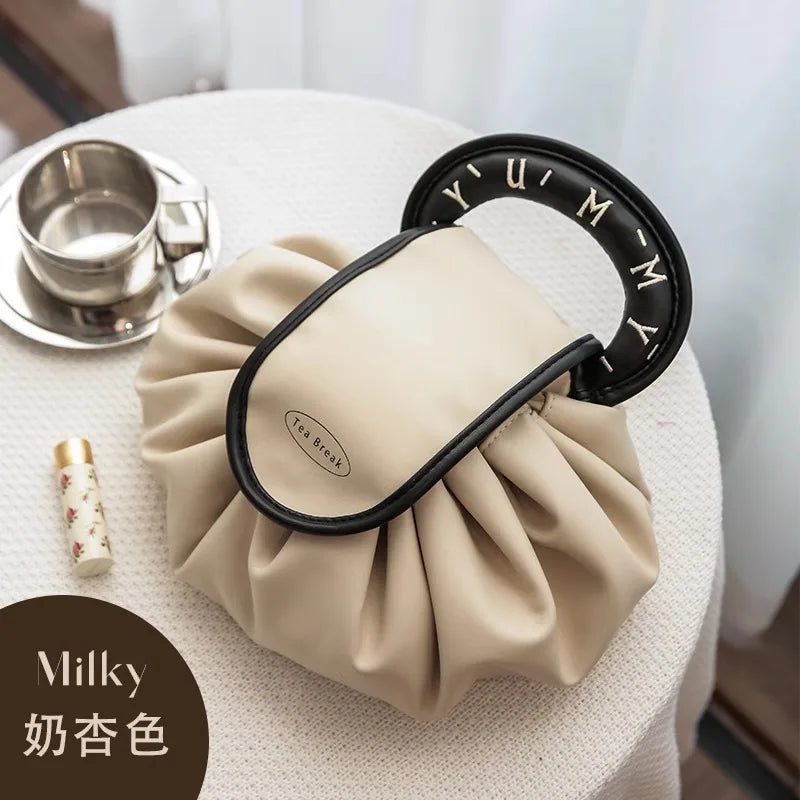 Large Capacity Travel Cosmetic Bag Portable Draw Rope Cosmetic Storage Pouch Waterproof Travel Toiletry Bags Makeup Organizer Vue Milky