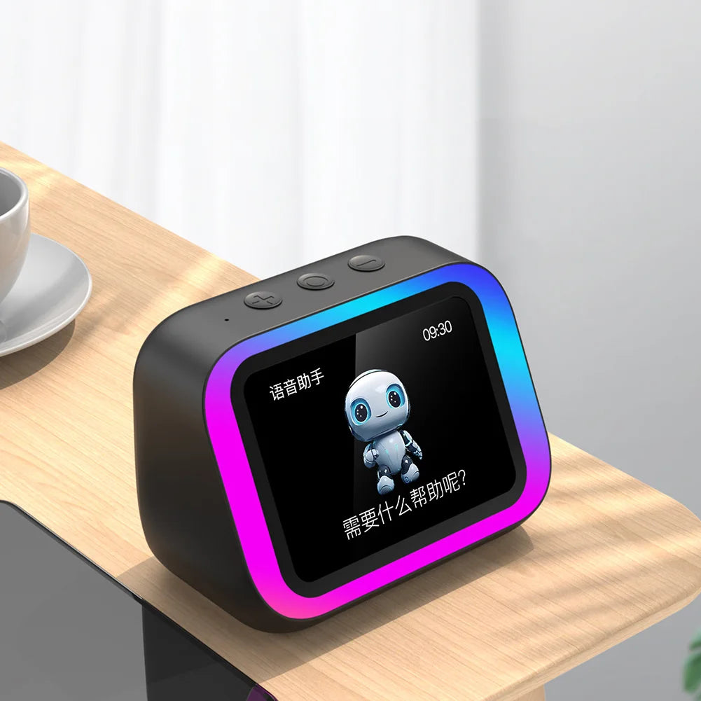 4.0 TFT Screen AI Voice Smart Speaker 5W Speaker 7-Color Light Bluetooth 5.4 Hands-Free Call/E-Photo Album/Weather Alarm Vue