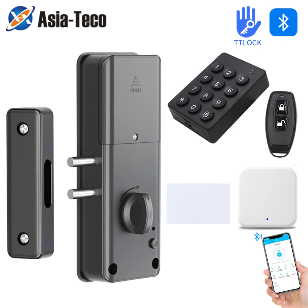 TTLOCK Smart Lock APP Keyless Keypad Kits with Remote Control Unlock Invisible Electric Bolt Wooden Door Conceal Motor Lock Kit Vue