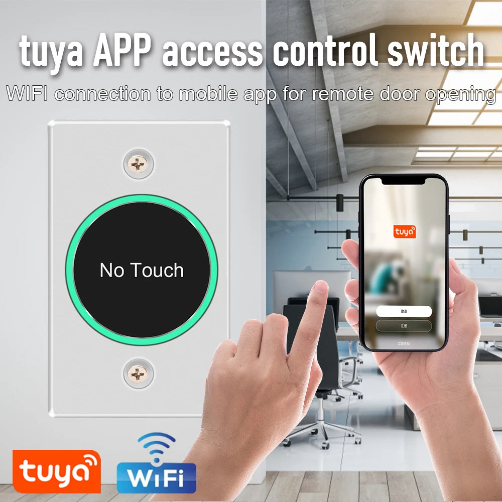 Tuya App Wifi Smart Switch Door Exit Push Release Button No Touch Infrared induction For Access Control Remote Control SmartLife Vue