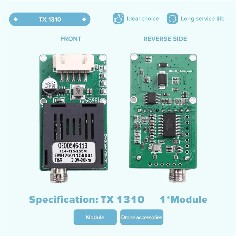 Hot-Drone-Specific 80KM TTL Optical Transceiver Module DC 5.5-26V Power Supply Optical Terminal Equipment TX Skyend Vue