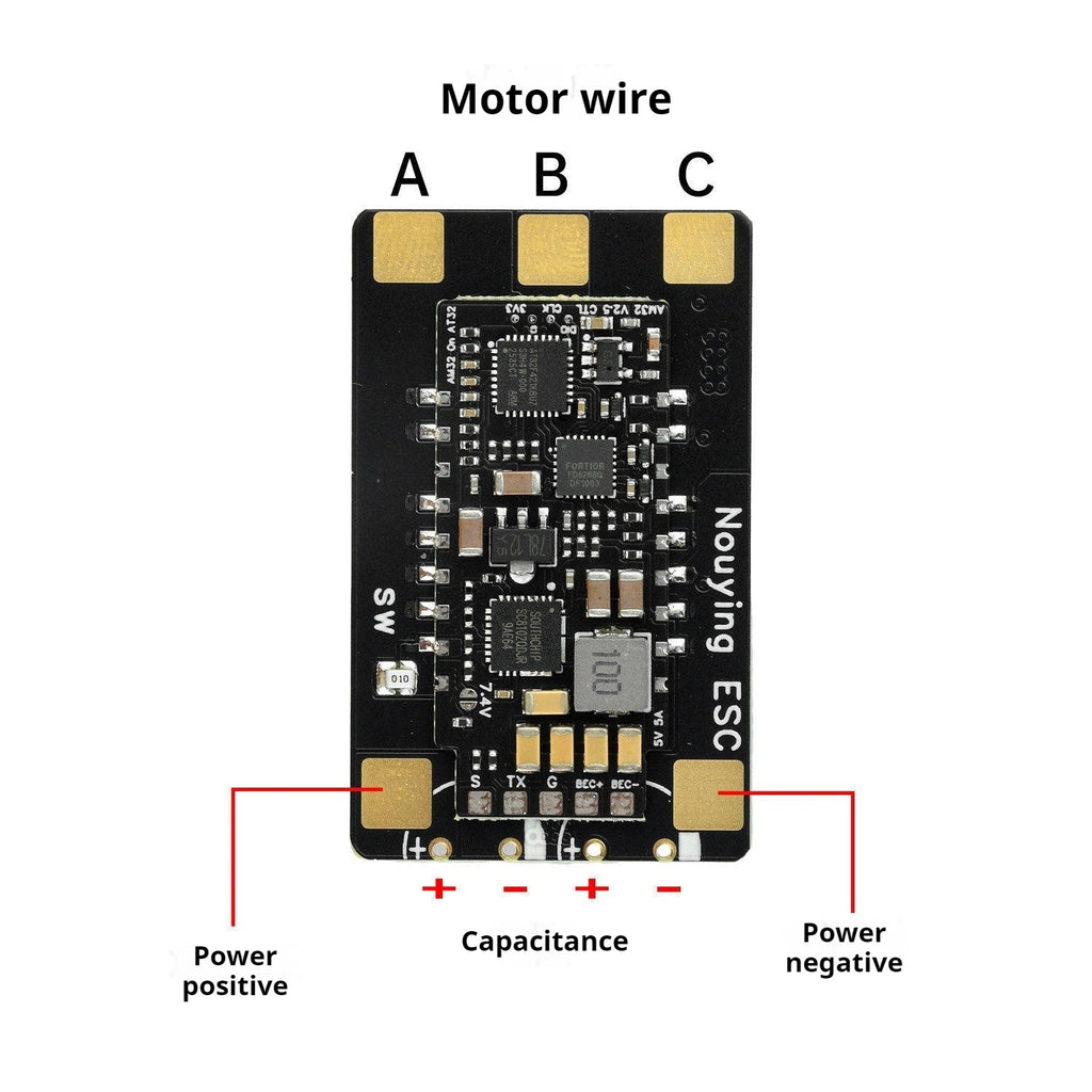 AM32 Electronic Speed Controller 120A Max Brushless ESC Built-in 5.2V/4A 7.2V/3.5A BEC 3-6S Multiple Protection for RC Car Model Vue