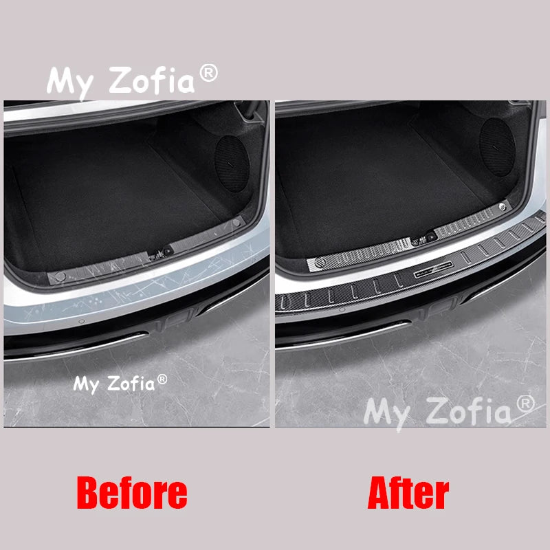 For BYD Han L 2025 2026 Car Rear Trunk Bumper Guard Cover Sticker Boot Plate ABS Carbon fiber Protector Decoration Accessories Vue