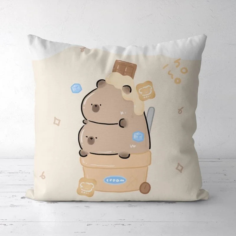 Cute Kapibara Capybara Cartoon Two-dimensional Pillowcase Children's Bedroom Sofa Cushion Cover Nap Pillow Cover Vue 18 45x45cm