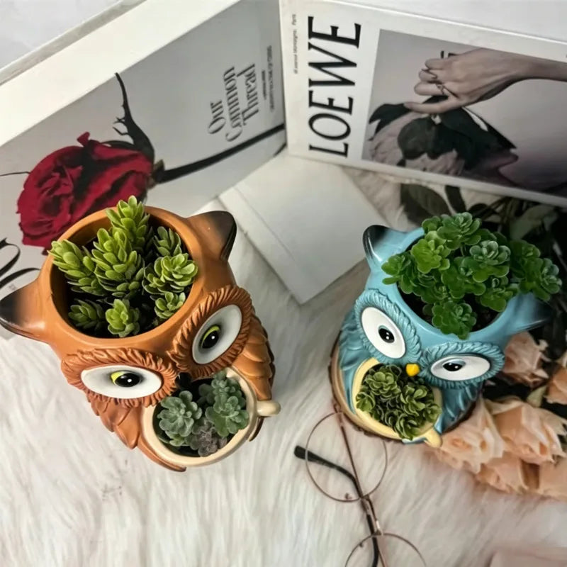 2pcs Resin Owl Figurine Cute Cartoon Tabletop Ornament Home Entryway Decor For Kids Women Office Desk birthday holiday Gift Vue