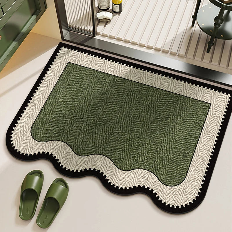 Diatomite Quick Dry Bath Mat Absorbent Antiskid Bathroom Shower Door 40X60Cm 50X80Cm 60X90Cm 80X120Cm Fast Drying Green Cloud Vue 40x60cm A2