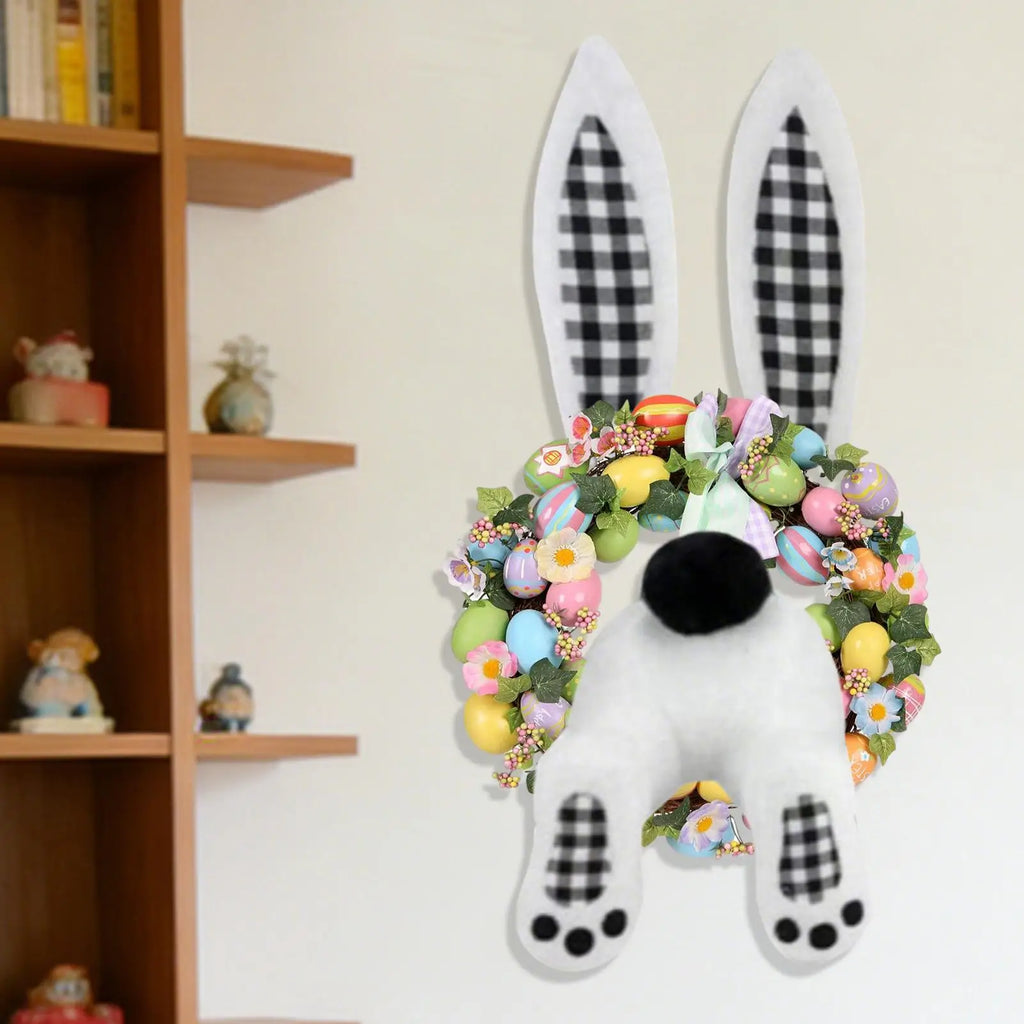 Bunny Wreath Attachment Bunny Butt with Ears Hangable Easter Front Door Wreath Attachment for Spring Holiday Party Indoor Vue