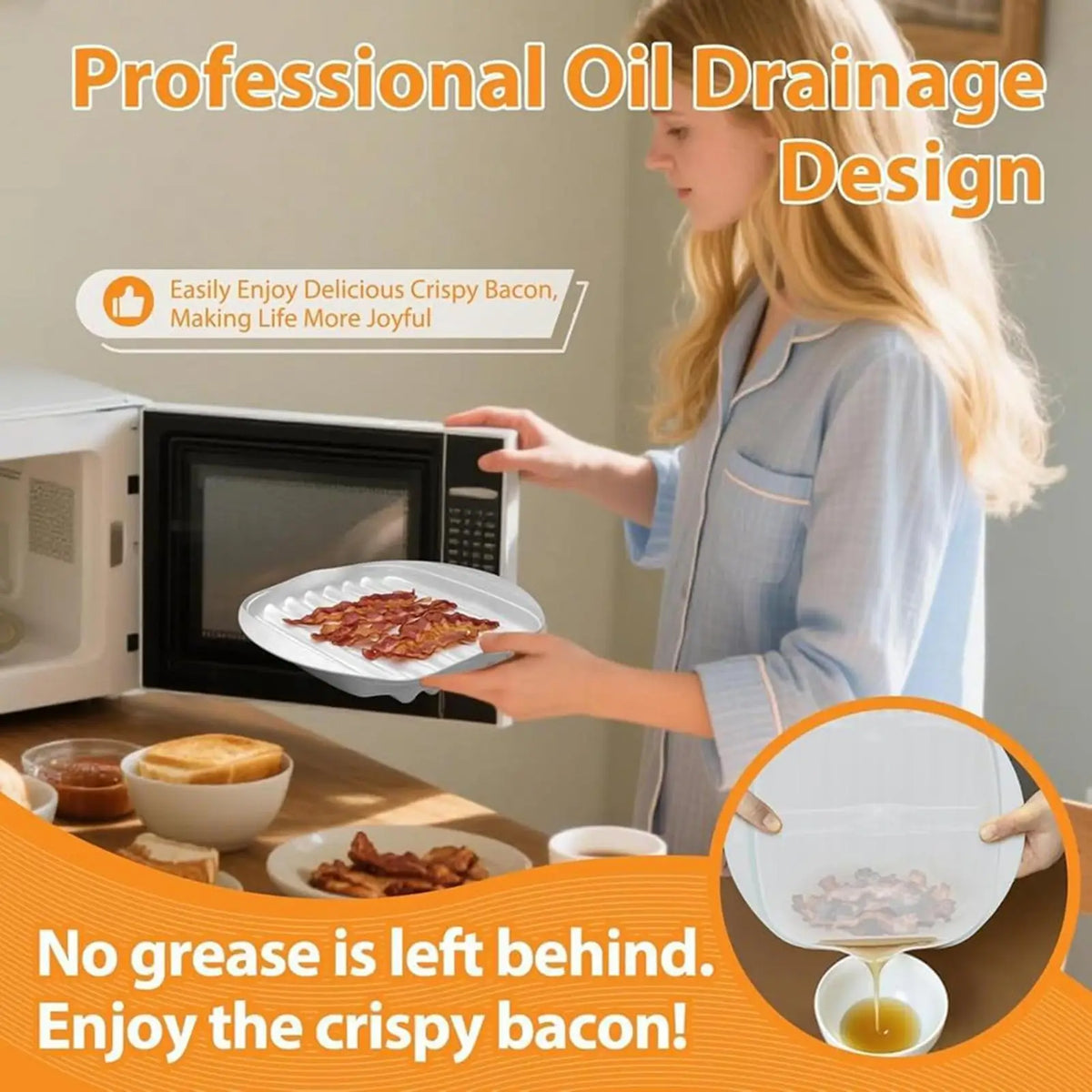 Food Grade Non-Sticky Microwave Bacon Cooker Multifunctional Cookware For Bacon Hot Dogs Sausage Pizza Home Kitchen Supplies Vue