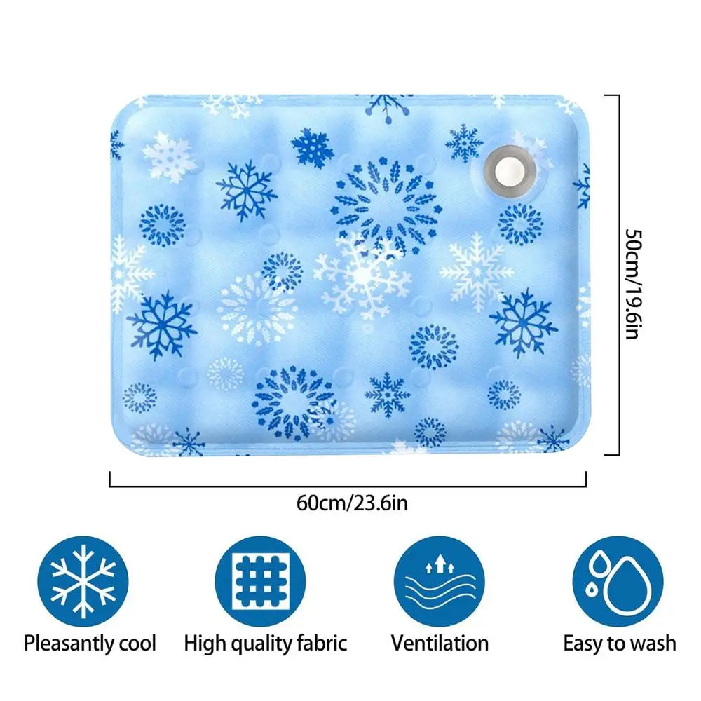 50x60cm Pet Cooling Mat Washable Foldable Water-Activated Leakproof Cat Sleeping Cooling Mat for Dog Puppy Kitten Small Animals Vue A