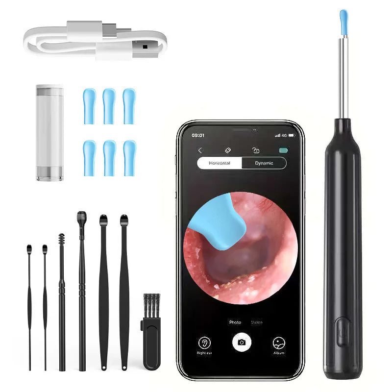 WiFi Visual Ear Cleaning Camera 1080P HD with LED Lights Visual Ear Cleaning Camera Vue Black (7pcs) China Mainland