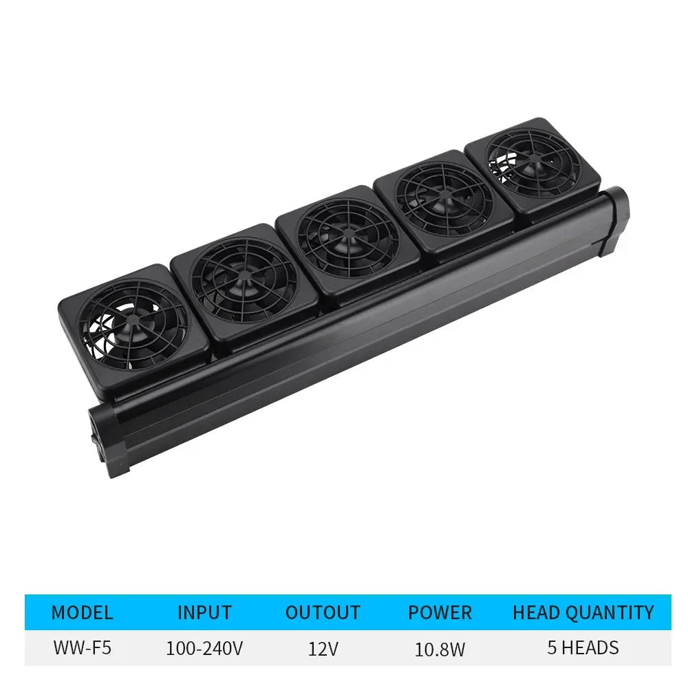 1-6 Heads 100V-240V Aquarium Cooling Fan Adjustable Aluminum Alloy Fish Tank Cooling Fan for Aquarium Fish Tank Chillers 어항 히터 Vue WW-F5 EU Plug