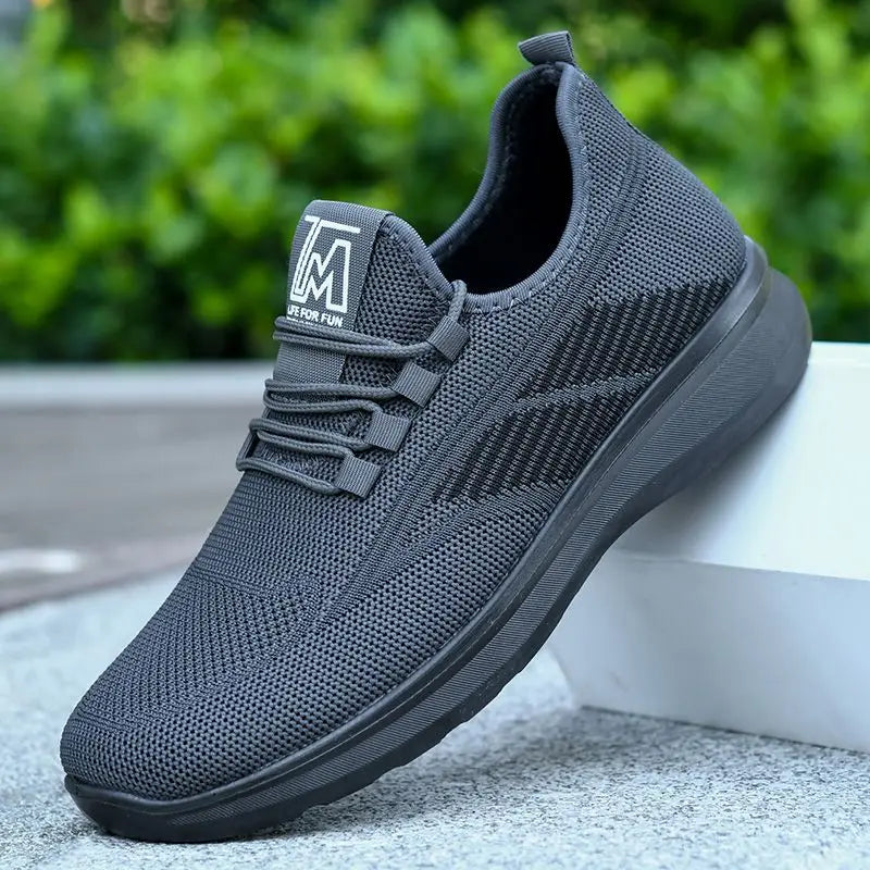 Men's Lightweight Slip-On Canvas Sneakers – Breathable Casual Canvas Slip-On Sneakers Vue 3003-Grey 42