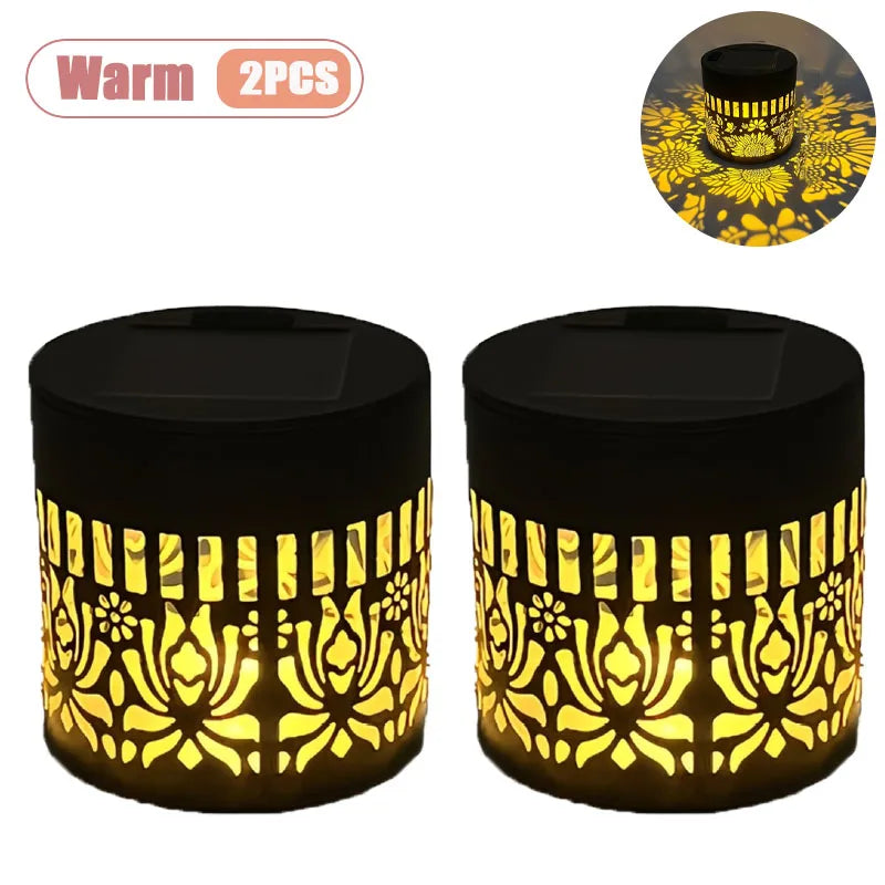 1-8PCS Solar Flower Sun Wall Lantern Outdoor Waterproof Garden Decorative Landscape Sconce for Yard Fence Home Exterior Vue Warm-2PCS