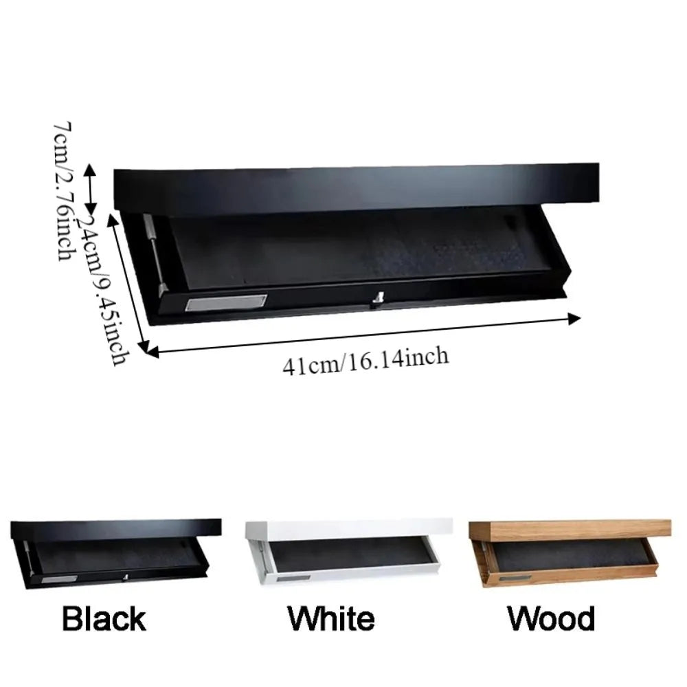 Solid Color Wooden Magic Flap Shelf Wall Mounted Space Saving Hidden Shelves with Secret Compartment Decorative Vue