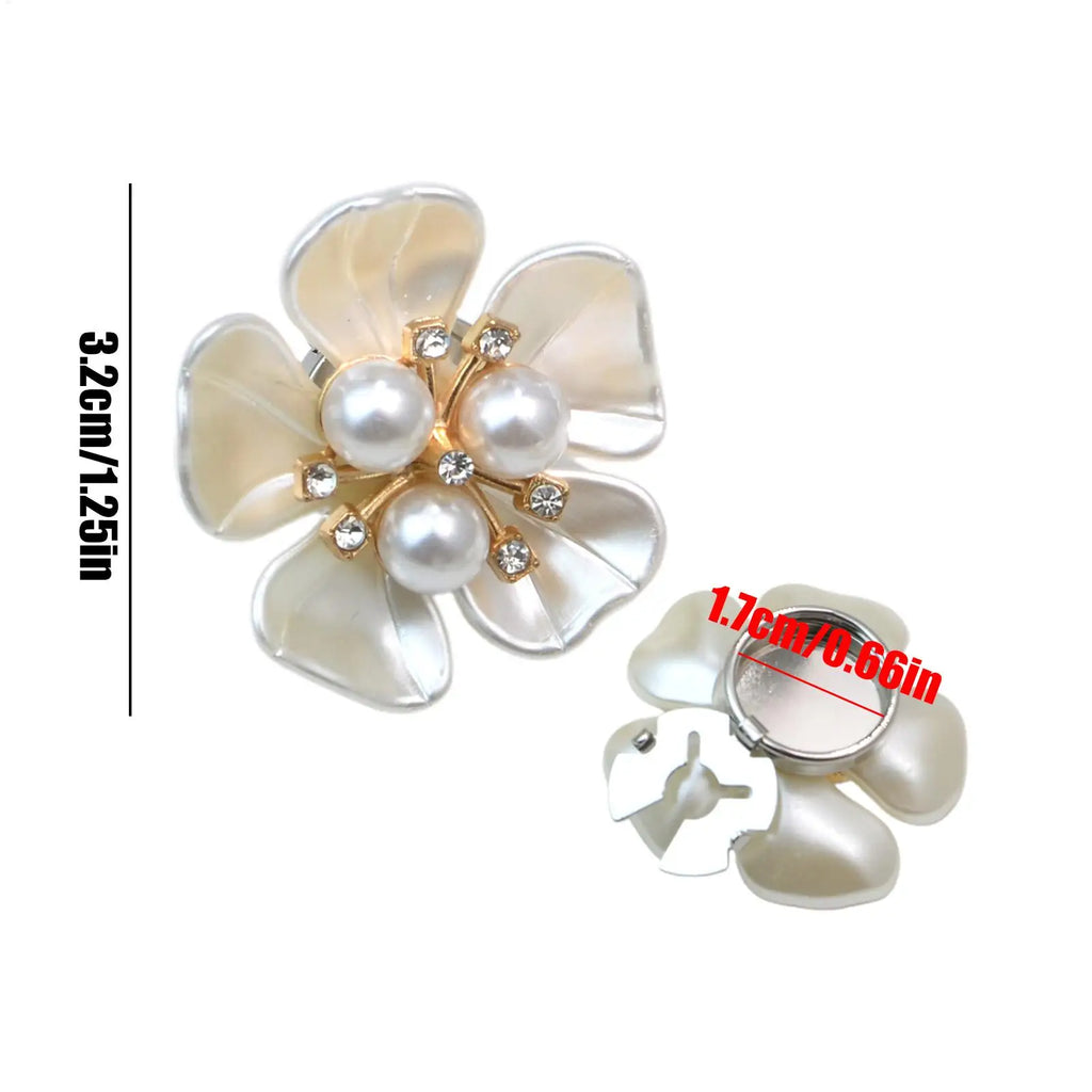 Flower Pearl Rhinestone Button Covers - DIY Sewing Craft Accessories for Dress, Tuxedo, Blouse Decoration Vue