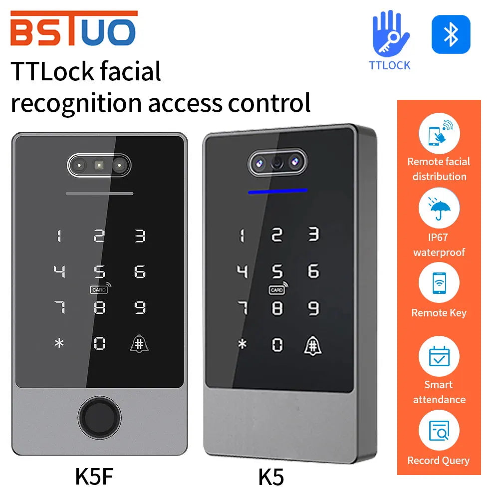 TTLOCK TTRenting App Face Biometric Fingerprint Time Attendance System Waterproof Employee Recorder Face Recognition Time Clock Vue