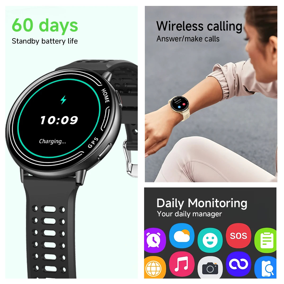 2025 Exquisite GPS Smart Watch Wireless BT Call Answer IP68 Waterproof Outdoor Sports Record Heart Rate Monitor for Men Women Vue