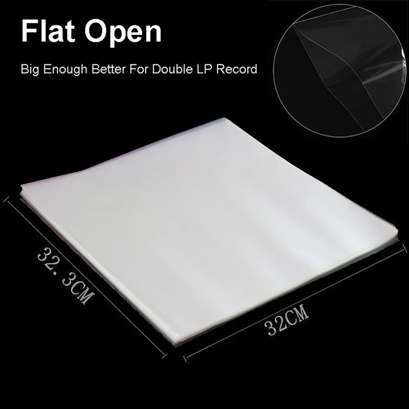 12 inch OPP Gel Recording Protective Sleeve for Turntable Player LP Vinyl Record Self Adhesive Records Bag 32.3cm*32cm 50PCS Vue Flat Open