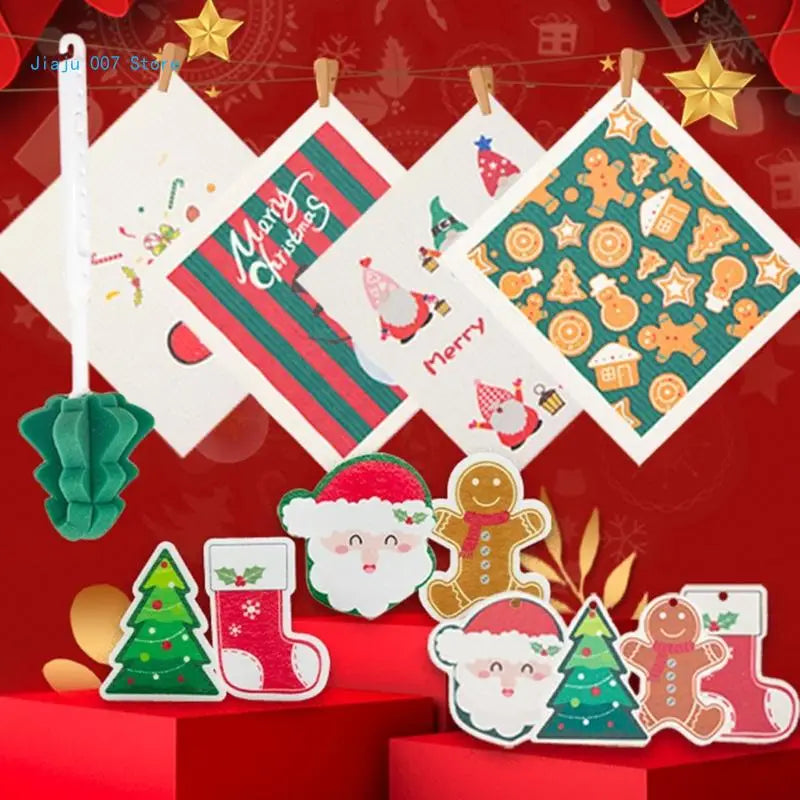 Christmas Cartoon Kitchen Sponge Scrubber | Eco-Friendly Kitchen Sponge Scrubber Vue