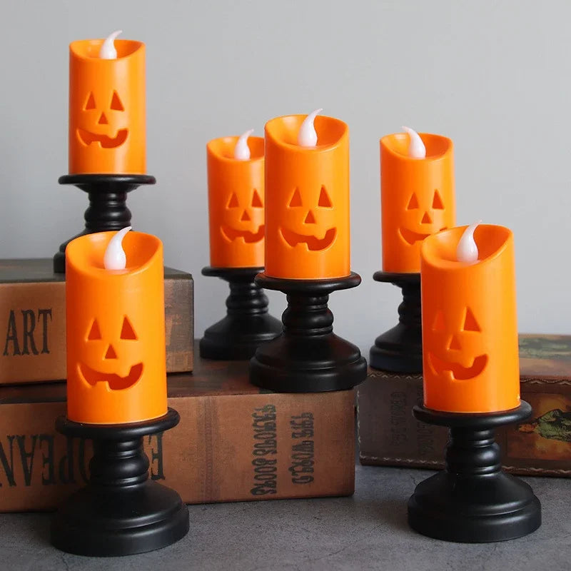 Halloween Candle Light LED Candlestick Lamp Ornaments Props Happy Halloween Party Props Pumpkin Candle Light Colorful Decoration Vue