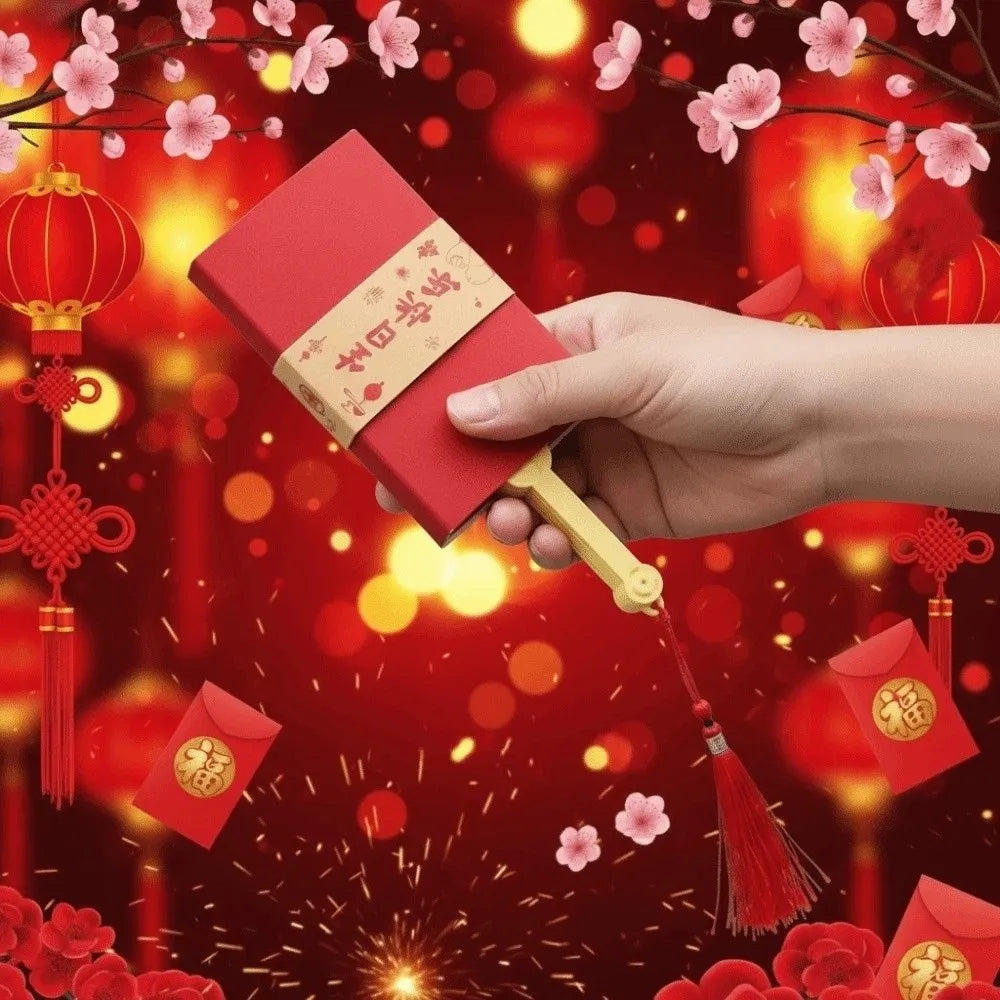 Traditional Fan Design Red Envelope Frosted Hollow Children's Money Bag Bonus Thickened Spring Festival Red Wallet Vue