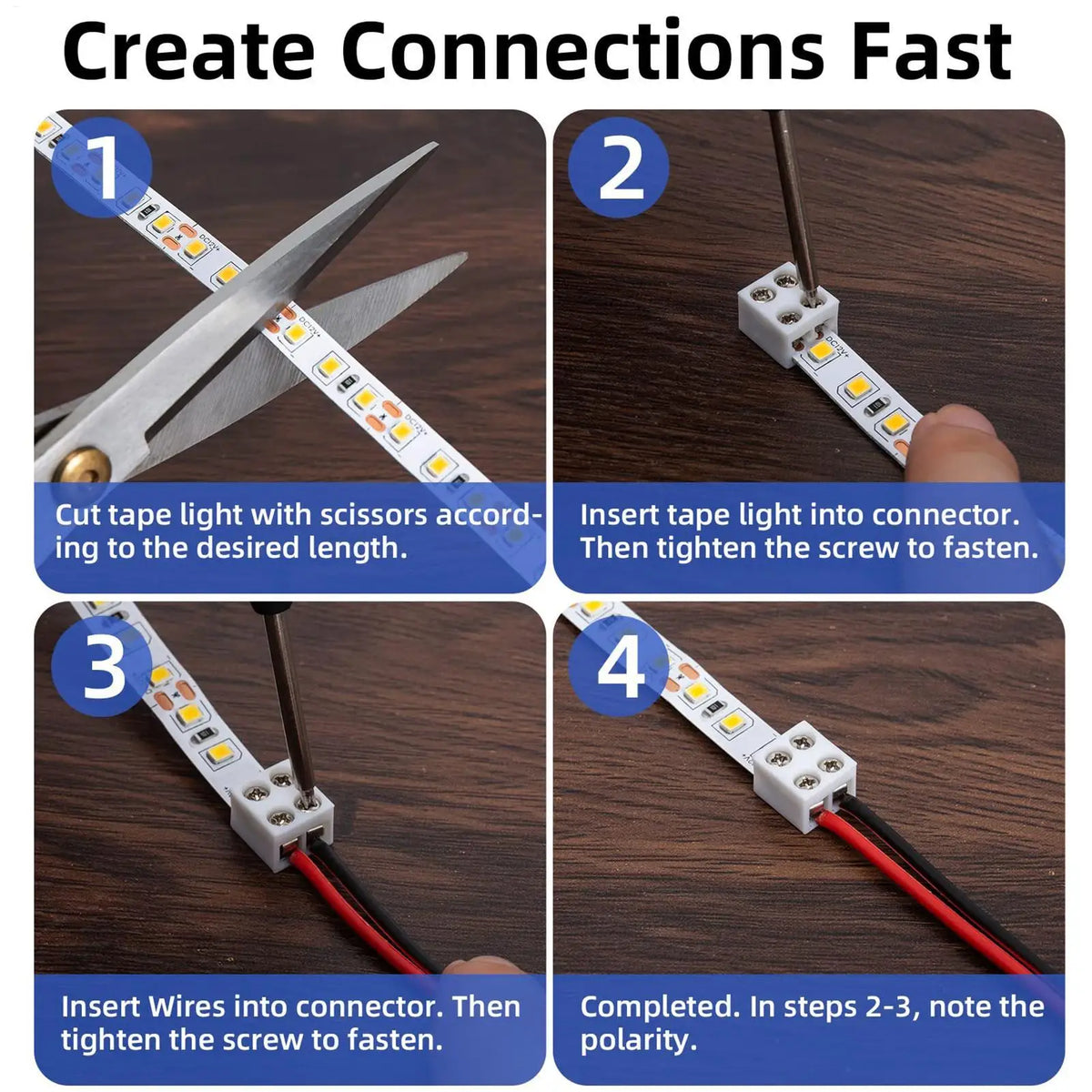 8mm LED Light Strip Connectors Sturdy LED Connector User-Friendly LED Connecting Versatile LED Strip Light Connectors Vue