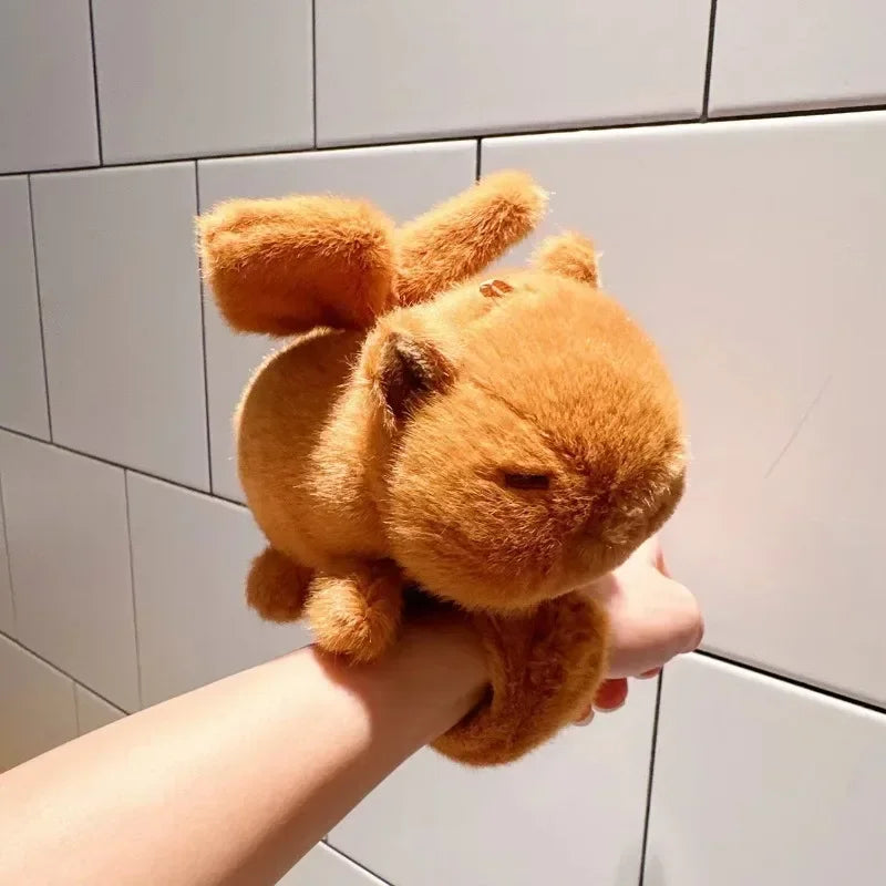 Lovely Capybara Animal Slap Snap Wrap Wristband Bracelet Plush Stuffed Animal Kawaii Kapibara Hand Ring Wristband Kid Funny Toys Vue