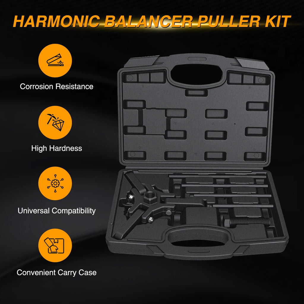 Nilight Harmonic Balancer Puller Kit, Adjustable 3-Jaw Puller Set for Removing Harmonic Dampers & Balancers Puller/Installer Set Pulley Tool Compatible with Chevy GM Chrysler Cadillac Ford More, Black Vue