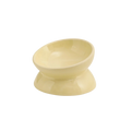 Large Diameter Ceramic Elevated Cat Bowl Anti Overturning Flat Bottomed Cat Food Water Bowl Non-slip Tilted Angle Pet Food Dish Vue Beige
