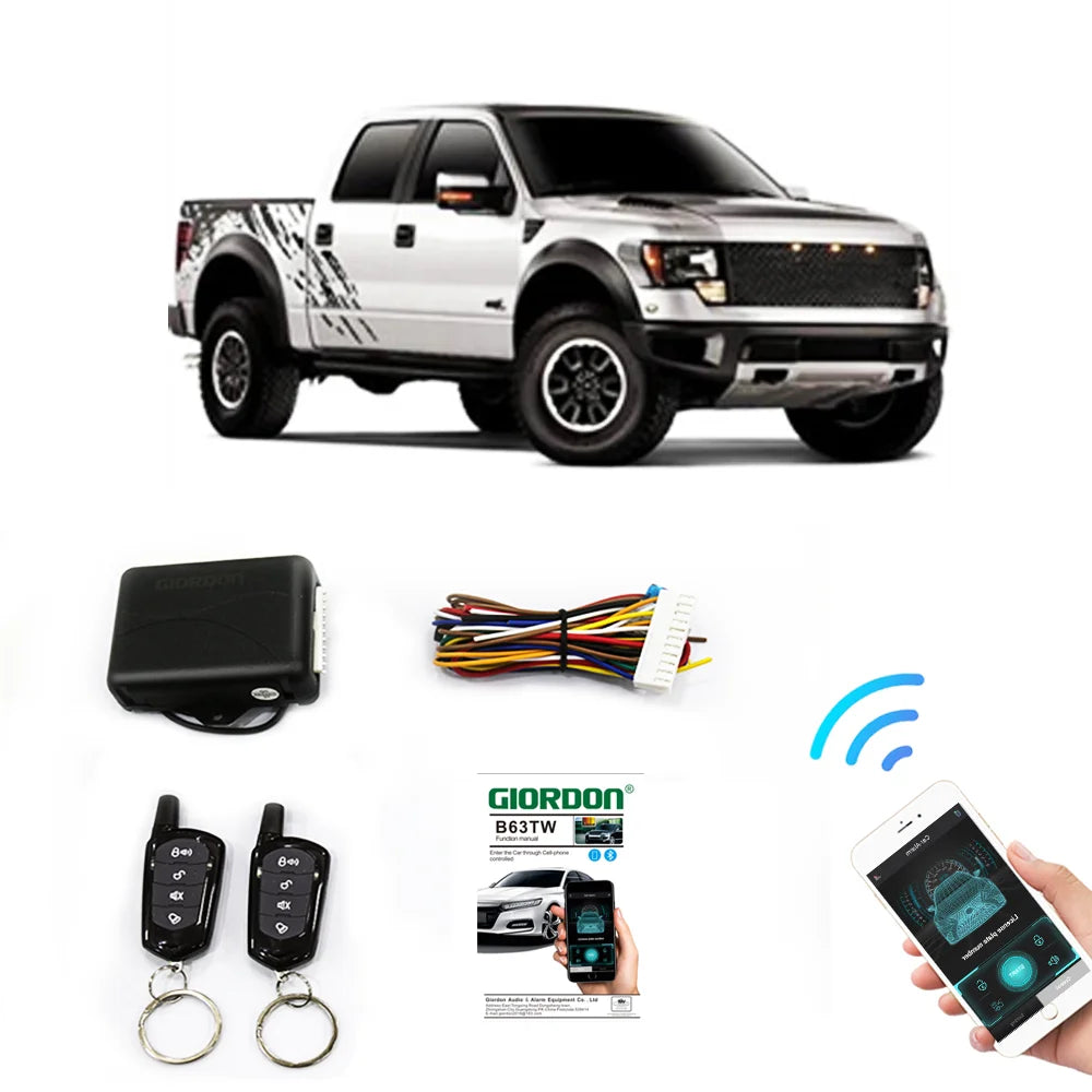 UniversalControle do sensor do telefone esperto para o carro, KeylessAPP,Sistema de alarme de carro chave inteligente com início Vue Default Title