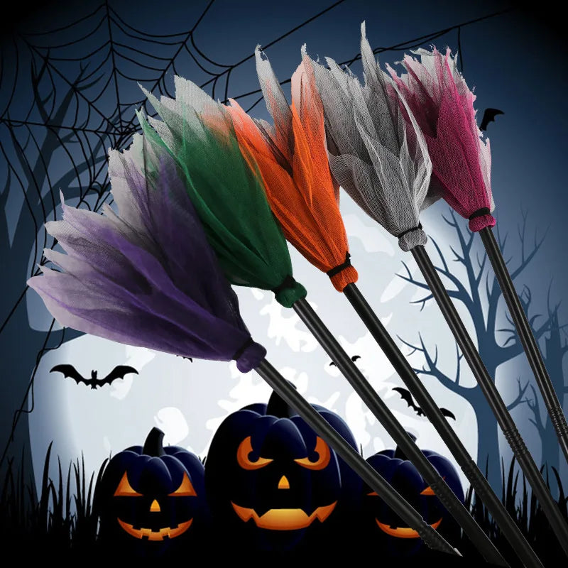 Halloween Party Witch Broom Kids Plastic Cosplay Flying Broomstick Props For Masquerade Halloween Cosplay Costume Accessories Vue