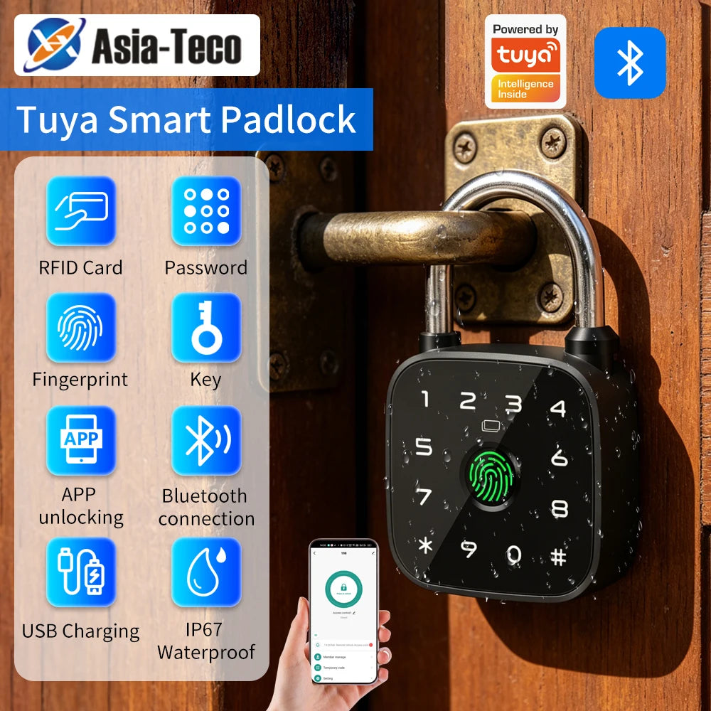 support tuya appSmart Fingerprint Padlock Password Door Lock for Dormitory Drawer Anti-theft Mini Lock RFID Card Mechanical Key Vue