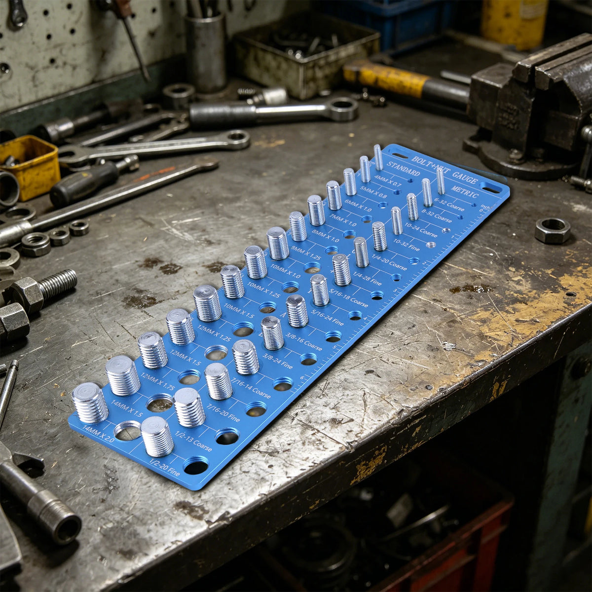 Thread Checker – 14 SAE & 14 Metric Bolt Identifier Gauge Thread Identifier Gauge Vue