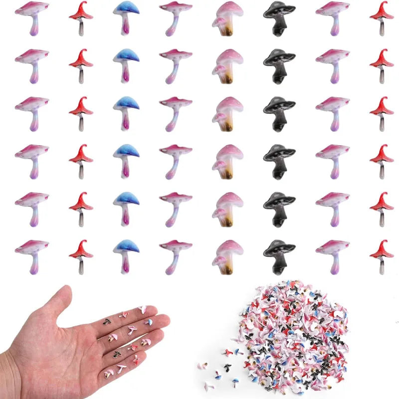 1-10Bags Cute Psychedelic Mushroom Nail Charms Resin Cartoon Mini Mushroom Nail Art Supplies for DIY Manicure Decoration Gift Vue