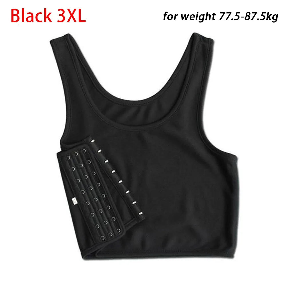 Reinforced Flat Vest Breast Tank Tops Trans Lesbian Corset Chest Vue Black 3XL
