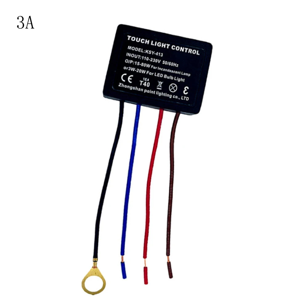 AC 220V 3-Way 1A/3A Touch Dimmer Switch Desk Lamp Light Control Module Touch Lamp Repair Kit for Dimmable LED Incandescent Bulbs Vue 3A
