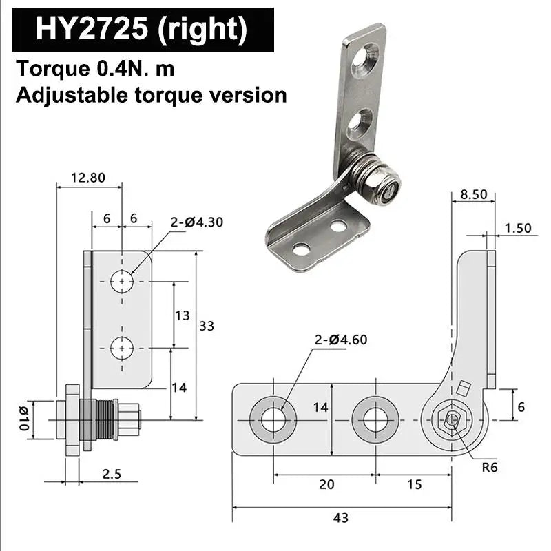 1Pc Adjustable Arbitrary Hinge Stop 304 Stainless Steel Damping Hinge Positioning Shaft for Frameless Use Vue A10