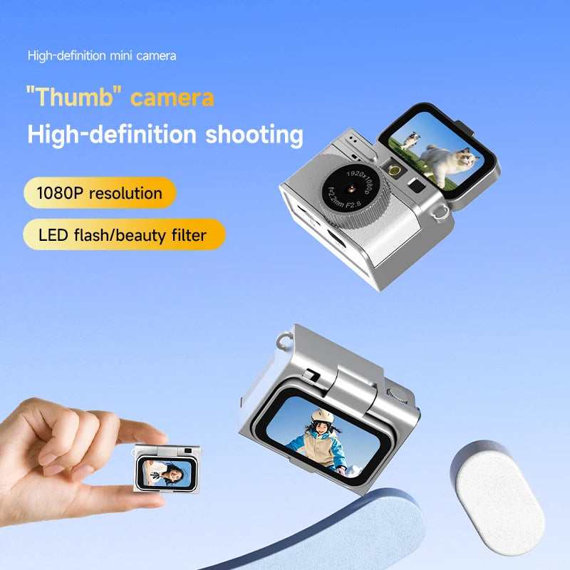 Lenovo Retro Mini Camera 1080P CCD with Flip Screen Neck Strap Design Portable Sports Camera for Outdoor Travel Vlogging Vue