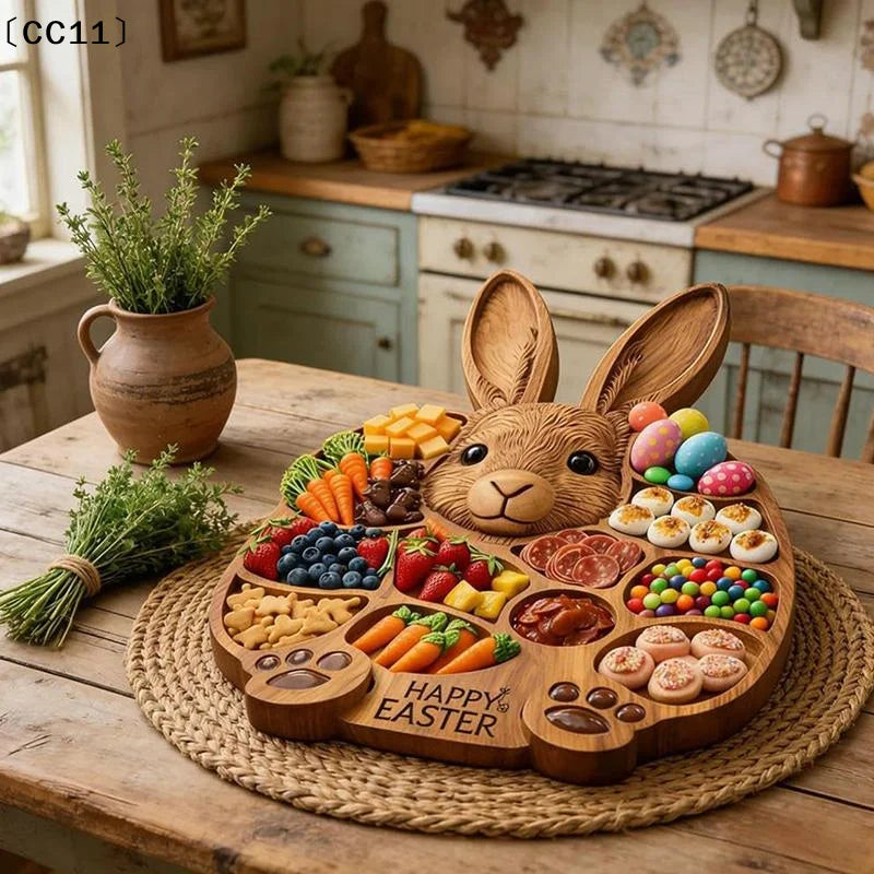 2026 Easter Bunny Wooden Charcuterie Board, Rabbit Wooden Deli Board, Cute Rabbit-Shaped Serving Tray With Compartments〔CC11〕 Vue