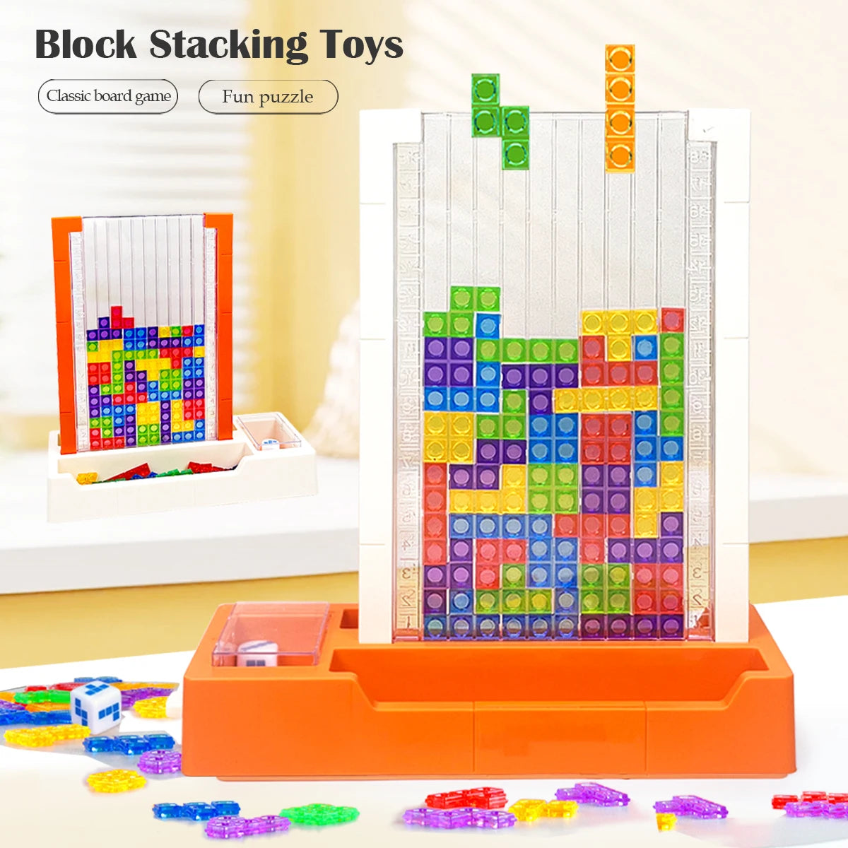 3D Blocks Puzzle Toys, DIY Intelligent Colorful Plastic Blocks Game Transparent Brain Teaser Toy for 8+ Boys and Girls Vue