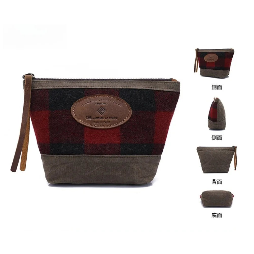 Handbag Women's Handbag Oil Wax Canvas British Retro Zipper Women's Handbag Change Bag Large Capacity Vue