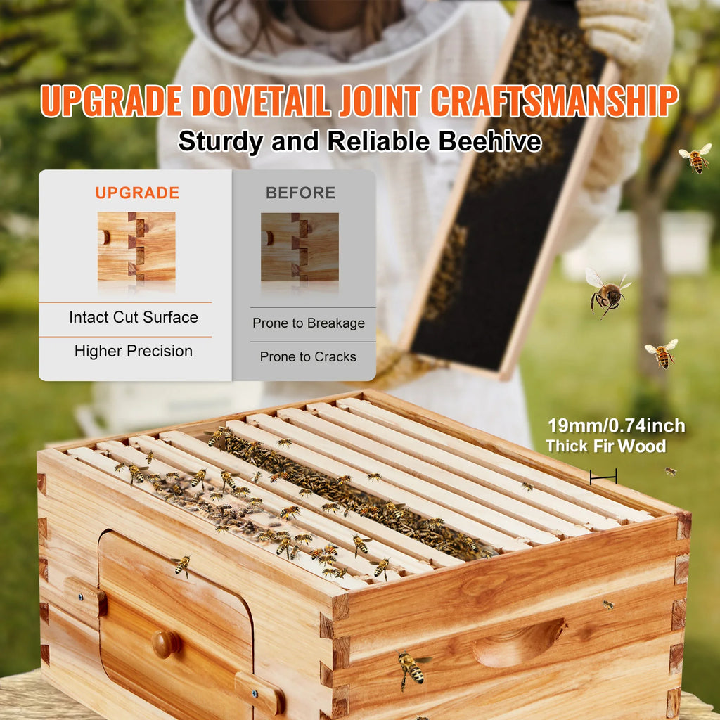 SucceBuy Cedar Langstroth Beehive Starter Kit – Beeswax Coated Langstroth Beehive Kit Vue