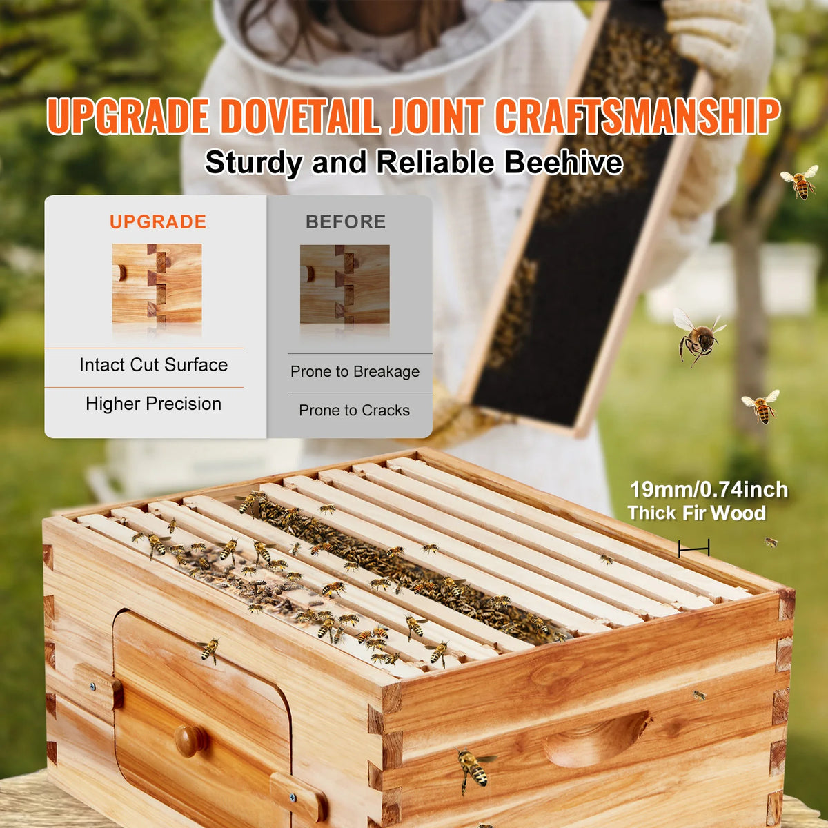 SucceBuy Cedar Langstroth Beehive Starter Kit – Beeswax Coated Langstroth Beehive Kit Vue