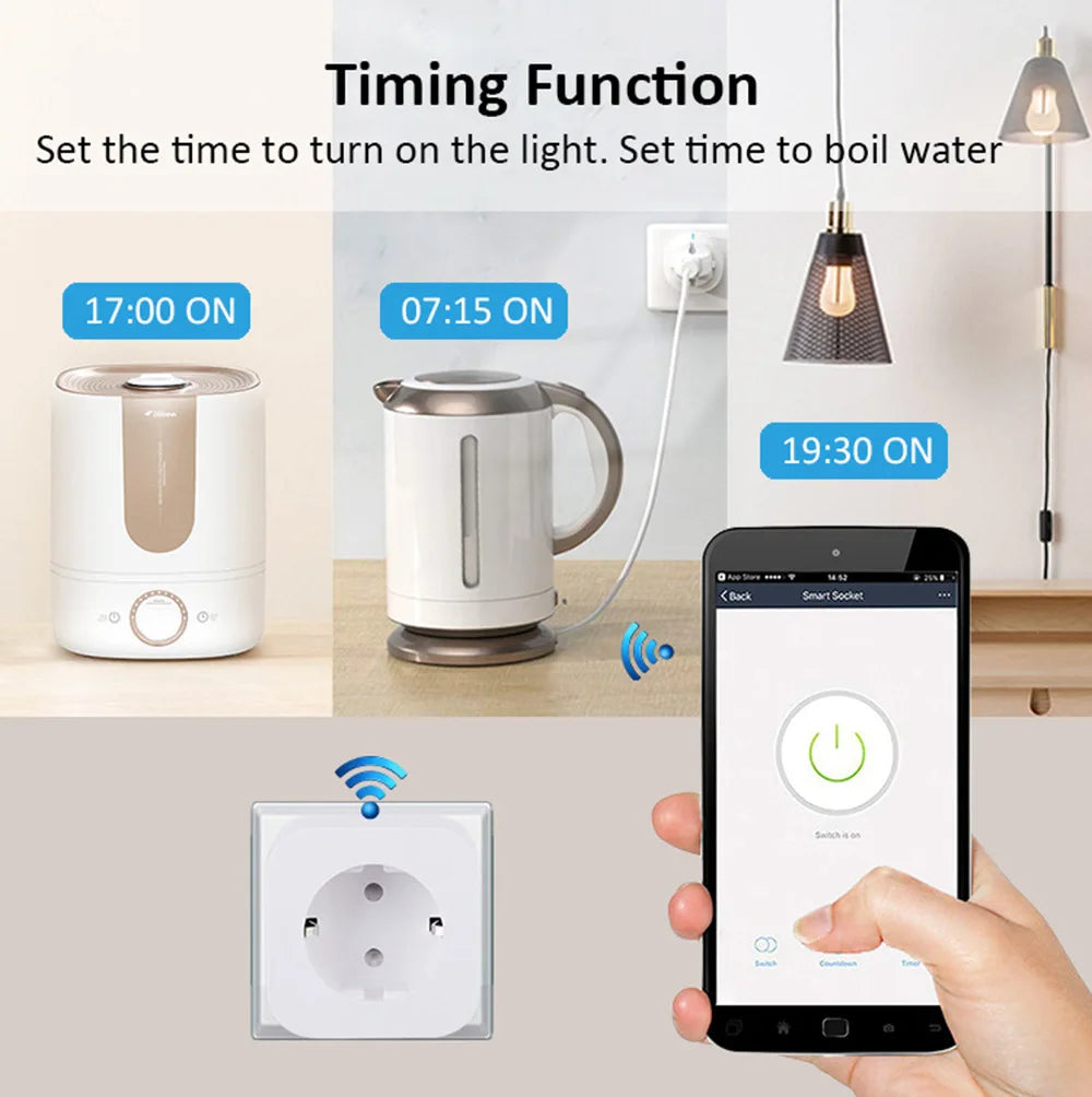 Smart Plug Tuya WiFi EU 16A/20A Smart Socket With Power Monitor Timing Voice Control Works Whit Alexa Google Home Smart Life Vue