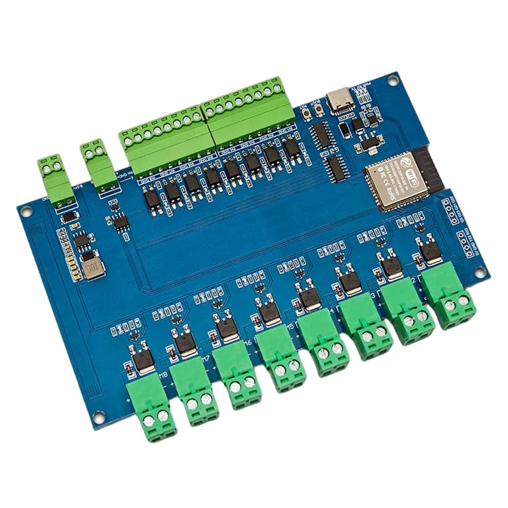 ESP32 Modbus RTU 8CH MOSFET Module RS485 TTL UART 8 Opto-Isolated Input CH340 WiFi BT Type-C & 7-24VDC Dual Dual Power Supply Vue