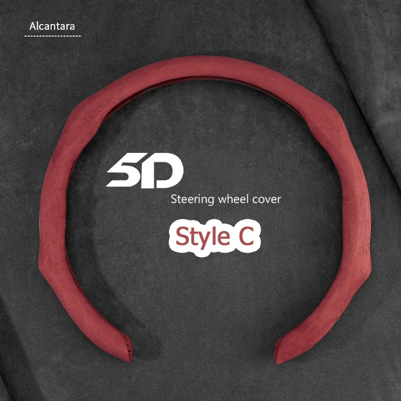 Premium NAPPA Leather Car Steering Wheel Cover For Acura CDX RLX ZDX RDX MDX ILX RL TL TLX TLX-L Breathable Automotive Parts Vue Suede Red-C